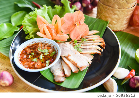 Roasted pork sliced baked pork grilled with spicy Roasted pork sliced baked pork grilled with spicy 56926512