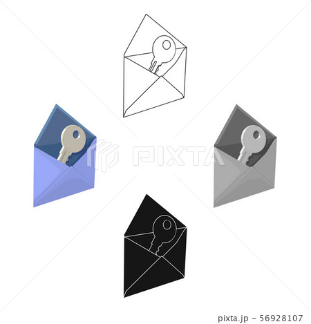 E-mail with virus icon in cartoon,black style isolated on white background. Hackers and hacking 56928107