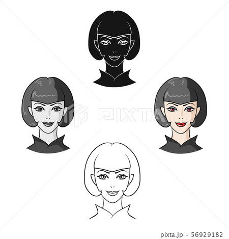 Avatar girl with short hair.Avatar and face single icon in cartoon,black style vector symbol stock 56929182