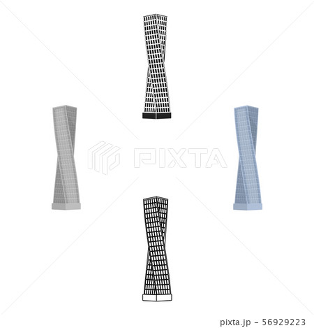The Shanghai Tower icon in cartoon,black style isolated on white background. Arab Emirates symbol 56929223