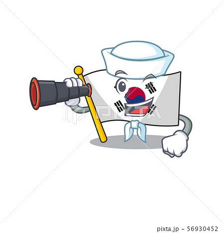 Sailor with binocular flag korea isolated with the mascot 56930452