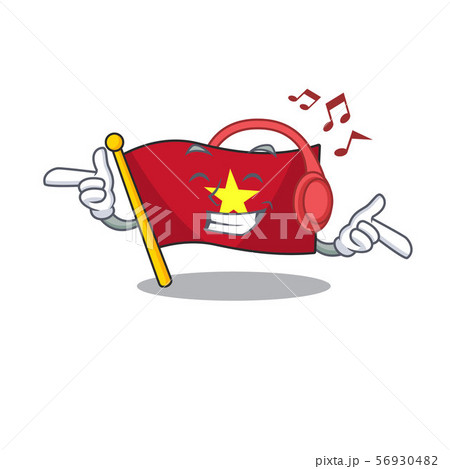 Listening music flag vietnam fluttered on mascot pole 56930482