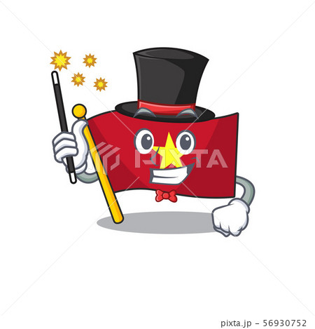 Magician flag vietnam above wooden table cartoon 56930752