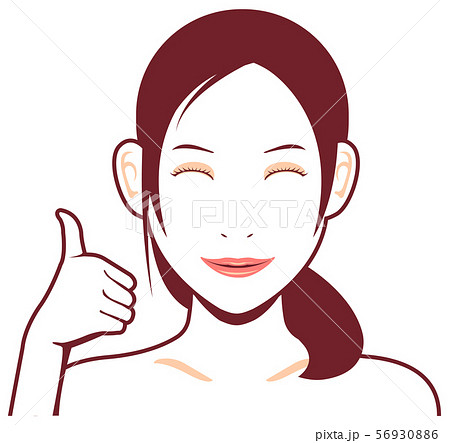 若い日本人女性 上半身イラスト 笑顔 グッド イイねのイラスト素材