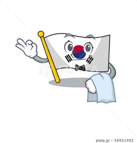 Waiter flag korea isolated with the mascot Waiter flag korea isolated with the mascot 56931402
