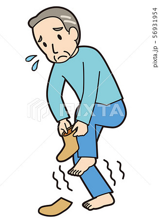 片足立ちで靴下が履けない高齢者 ロコモ 片足立ちで靴下が履けない高齢者 ロコモ 56931954
