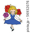 お辞儀する姫系OL（ドレスでお辞儀・背景薔薇） 56932076