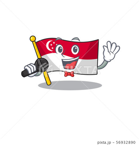 Singing flag singapore isolated with the character Singing flag singapore isolated with the character 56932890