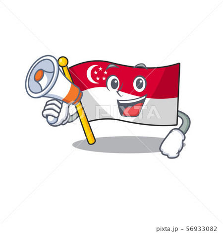 With megaphone flag singapore in the mascot shape With megaphone flag singapore in the mascot shape 56933082