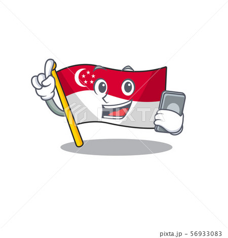With phone flag singapore in the mascot shape With phone flag singapore in the mascot shape 56933083