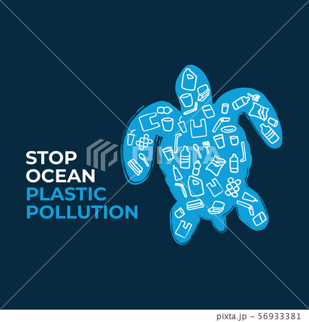 Stop Ocean Plastic Pollution Turtle Composed のイラスト素材