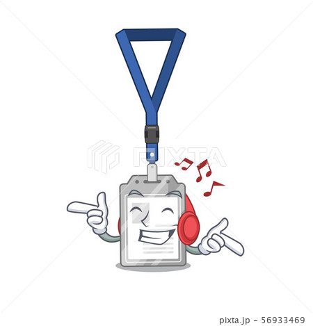 Listening music name tag isolated in the cartoon 56933469