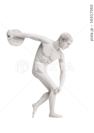 Statue of a discus thrower close-up. 56937060