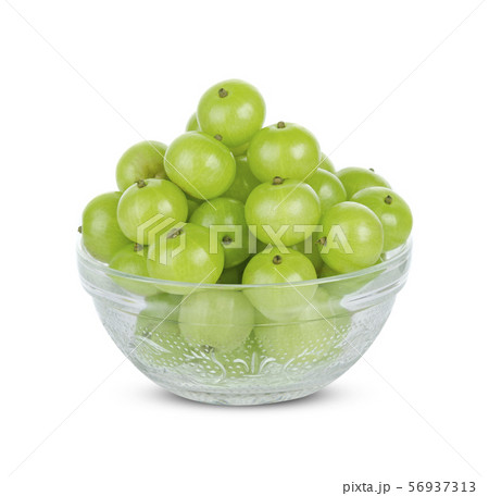 Indian gooseberry in Glass bowl isolated on white 56937313