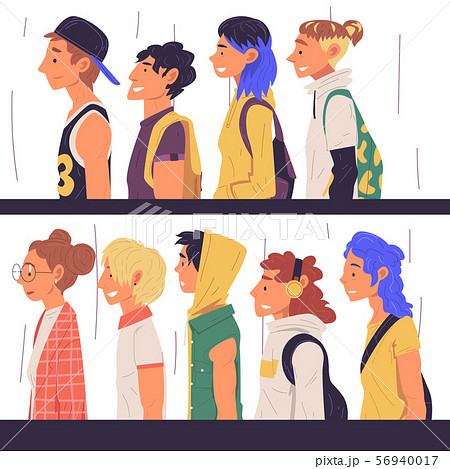 Young People of Different Subcultures Set Side View Vector Illustration True Style 56940017