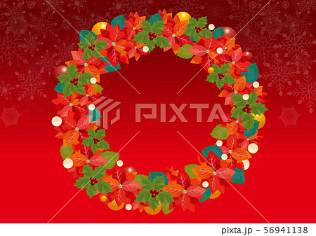 クリスマス：ポインセチアのリース 56941138