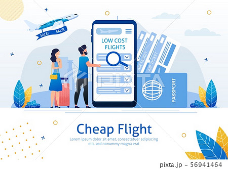 Cheap Flights Flat Vector Advertising Banner 56941464