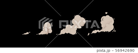 Cartoon smoke cloud set isolated on black background 56942690