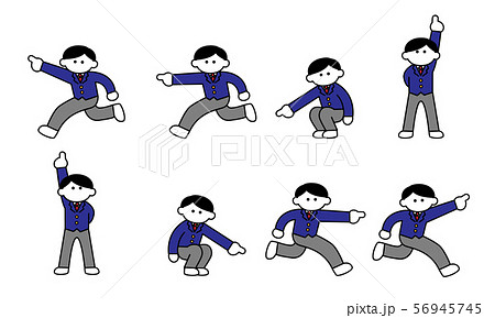 指差すブレザー男子セット デフォルメ のイラスト素材