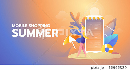 Shopping online summer illustration banner 56946329