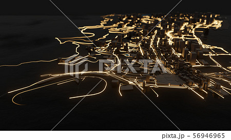 Modern City Traffic Road At Nightのイラスト素材