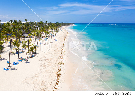 Aerial view from drone on caribbean sea beach Aerial view from drone on caribbean sea beach 56948039