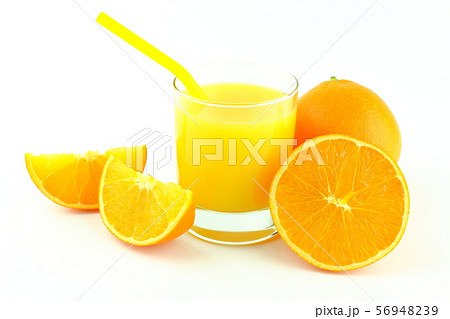 glass of orange juice and fresh orange fruits 56948239