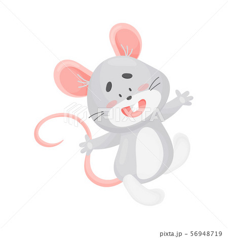 Cartoon gray mouse. Vector illustration on a white background. 56948719