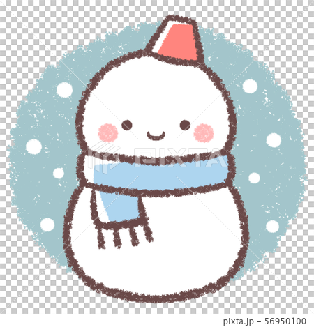 雪だるまと雪-丸背景 56950100
