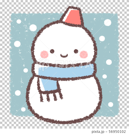 雪だるまと雪-四角背景 56950102