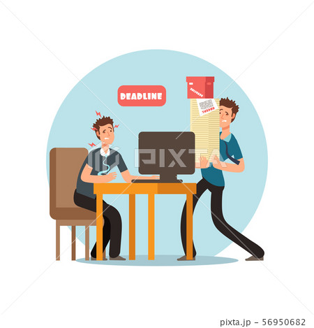 Stressed office people for deadline and time management vector concept 56950682