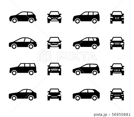 Cars Front And Side View Signs Vehicle Black のイラスト素材