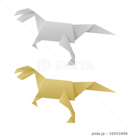 Paper origami dinosaurs isolated on white background Paper origami dinosaurs isolated on white background 56950896