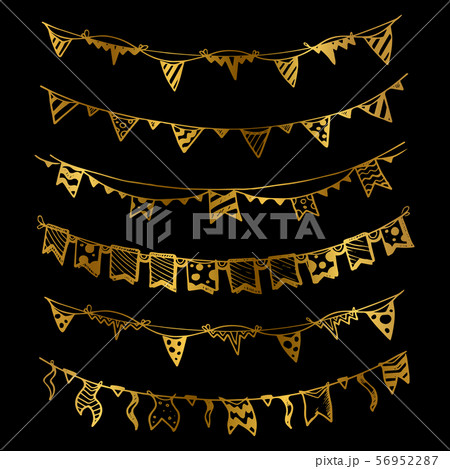 Gold holiday garlands with light bulbs vector set Gold holiday garlands with light bulbs vector set 56952287