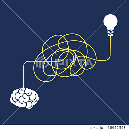 Messy complicated way. Confused process, chaos line symbol. Tangled scribble idea, insane brain 56952543