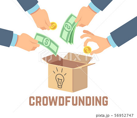 Crowdfunding. Public contribution money, donor venture and crowdsourcing vector concept 56952747