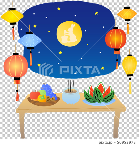 中秋節　満月　お供え　ランタン 56952978