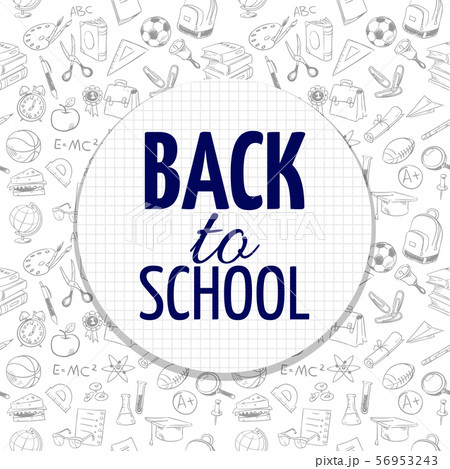 Back to school banner design with hand drawn school accessorises seamless pattern Back to school banner design with hand drawn school accessorises seamless pattern 56953243