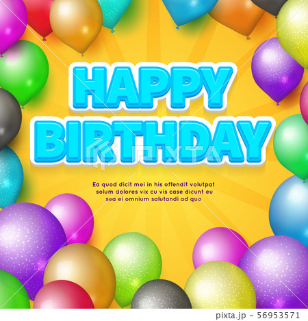 Happy Birthday card. Vector balloons and birthday Happy Birthday card. Vector balloons and birthday 56953571