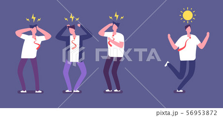 Run from negative people. Happy business person running away of angry toxic coworkers. Unhappy Run from negative people. Happy business person running away of angry toxic coworkers. Unhappy 56953872