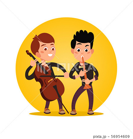 Two male teenagers playing classic instrumental music 56954609