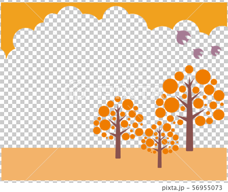 木 森 ポップ イラスト 秋 紅葉 もみじ 楓 メッセージカード 背景のイラスト素材