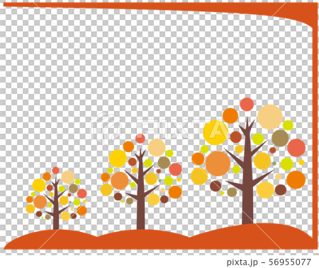 木 森 ポップ イラスト 秋 紅葉 もみじ 楓 メッセージカード 背景のイラスト素材