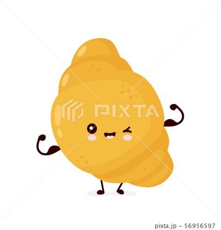 Cute happy croissant. Vector flat Cute happy croissant. Vector flat 56956597