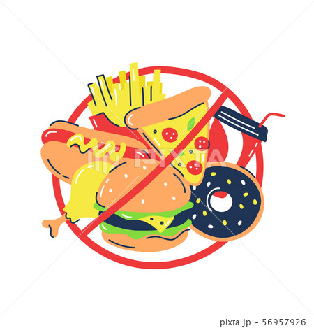 Fast food products with prohibition sign 56957926