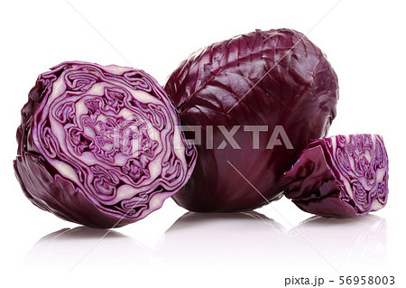 Fresh red cabbages isolated on white 56958003