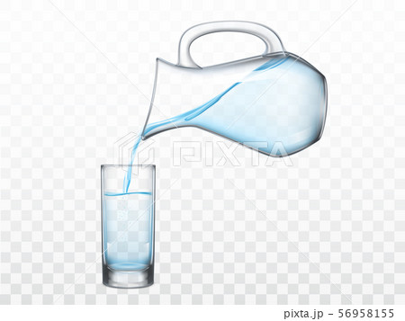 Pouring Freshwater From Jug In Glass Vectorのイラスト素材