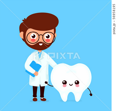 Cute funny smiling doctor and healthy happy tooth Cute funny smiling doctor and healthy happy tooth 56958195