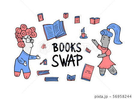 Book Swap hand drawn text. Vector color design  56958244