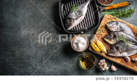 Mediterranean fish bream with spices salt herbs 56958270